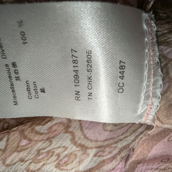 Designer Anne Fontiane silk/ cotton blouse size 2 never worn in pink/tan paisley - Picture 9 of 9